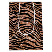 Zwart Roos Goud Zebra Glitter Medium Cadeauzakje (Achterkant)