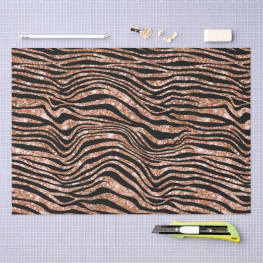 Zwart Roos Goud Zebra Glitter Tissuepapier (Craft)