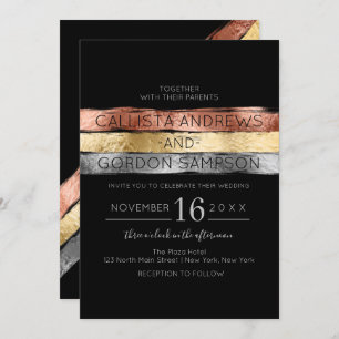 Zwart Roos Goud Zilveren Brushstroke Gestreepte br Kaart