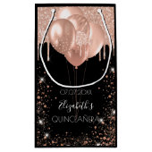 Zwart roos goudballonnen van Quinceanera Klein Cadeauzakje (Achterkant)