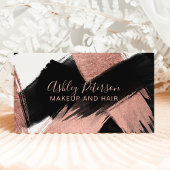 Zwart roos goudborstelslag haarmake-up typografie visitekaartje