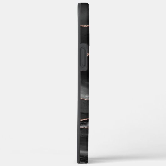 Zwart Roos Gouden Agaat Modern Monogrammed Case-Mate iPhone Case (Achterkant / Rechts)