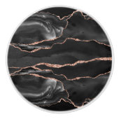 Zwart Roos Gouden Agaat Waterverf Keramische Knop (Voorkant)