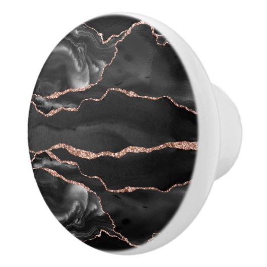 Zwart Roos Gouden Agaat Waterverf Keramische Knop (Rechts)