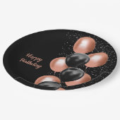 Zwart Roos Gouden Ballon Chic Papieren Bordje (Gekanteld)
