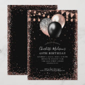 Zwart Roos gouden ballonverlichting elke leeftijd  Kaart (Voorkant / Achterkant)