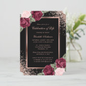 Zwart Roos Gouden Bloemen Fotoviering van het Leve Kaart (Staand voorkant)