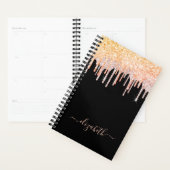 Zwart roos gouden blush glitter druppels 2026 planner (Display)