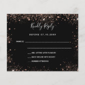 Zwart roos gouden budget bruiloft RSVP kaart (Voorkant)