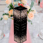 Zwart roos gouden confetti verjaardag wijn<br><div class="desc">Een klassieke zwarte achtergrond. Versierd met roos gouden confetti. Personaliseer en voeg een naam,  leeftijd en de datum toe.</div>