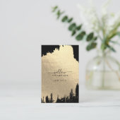 Zwart & Roos Gouden Folie Brush Stroke QR Code Visitekaartje (Staand voorkant)