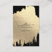 Zwart & Roos Gouden Folie Brush Stroke QR Code Visitekaartje (Voorkant)