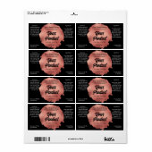 Zwart Roos Gouden Folieband & Lichaam Productlabel Etiket (Full Sheet)