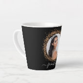 Zwart roos gouden fotonaam, glamoureus latte mok (Linkerhoek)