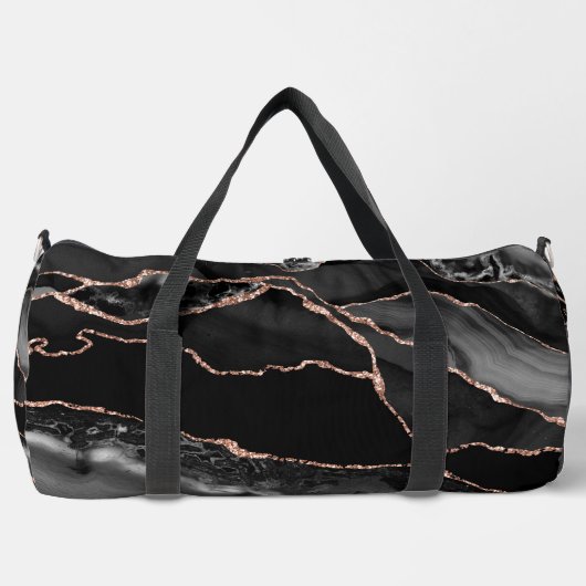 Zwart Roos gouden glitter agaat grote plunjezak (Voorkant)