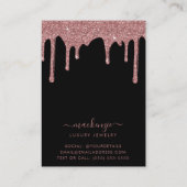 Zwart Roos Gouden Glitter Druppelt Sieraden Visitekaartje (Achterkant)