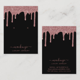 Zwart Roos Gouden Glitter Druppelt Sieraden Visitekaartje