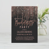 Zwart Roos Gouden Glitter Fringe Bachelorette Kaart (Staand voorkant)