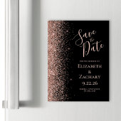 Zwart Roos Gouden Glitter Magnetisch Save the Date