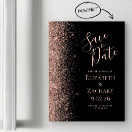 Zwart Roos Gouden Glitter Magnetisch Save the Date
