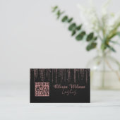 Zwart Roos Gouden Glitter Minimalistische QR-code Visitekaartje (Staand voorkant)