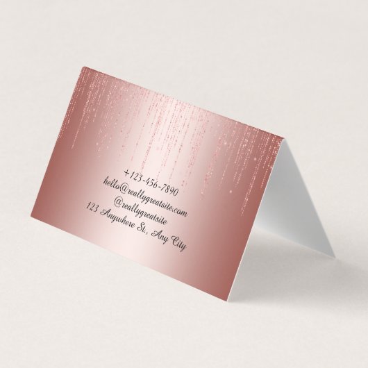 Zwart Roos Gouden Glitter Minimalistische QR-code Visitekaartje (Achterkant)