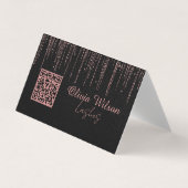 Zwart Roos Gouden Glitter Minimalistische QR-code Visitekaartje (Voorkant)