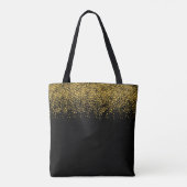 Zwart roos gouden glitter monogram script tas (Achterkant)