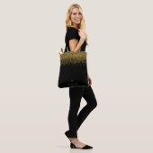 Zwart roos gouden glitter monogram script tas (Op model)