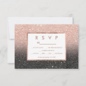 Zwart roos gouden glitter ombre RSVP bruiloft (Voorkant)