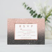 Zwart roos gouden glitter ombre RSVP bruiloft (Staand voorkant)