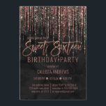 Zwart Roos Gouden Glitter Pearl Marble Sweet 16 Kaart<br><div class="desc">Deze glamoureuze en luxe Sweet Sixteen verjaardagsfeestuitnodiging is het perfecte ontwerp voor het speciale evenement van uw jonge tienermeisje. Het beschikt over een faux sprankelend roos gouden glitter randgordijn met faux glitter typografie op de top van een elegante zwarte parel marmeren achtergrond. Het is een elegant, chique, trendy en modern...</div>