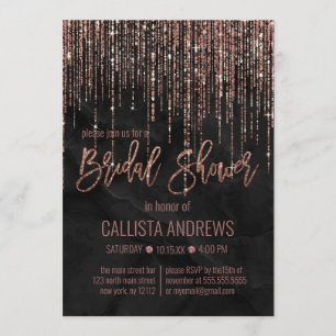 Zwart Roos Gouden Glitter Pearl Marble Vrijgezelle Kaart