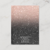 Zwart roos gouden glitter sieraden ring display visitekaartje (Achterkant)