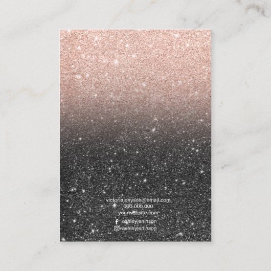 Zwart roos gouden glitter sieraden ring display visitekaartje (Achterkant)