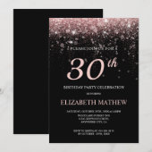 Zwart Roos Gouden Glitter Verjaardag Gepersonalise Kaart (Voorkant / Achterkant)