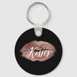 Zwart Roos Gouden Kiss Lippen Sleutelhanger