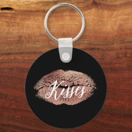 Zwart Roos Gouden Kiss Lippen Sleutelhanger