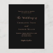 Zwart roos gouden klassieker formele trouwuitnodig (Voorkant)