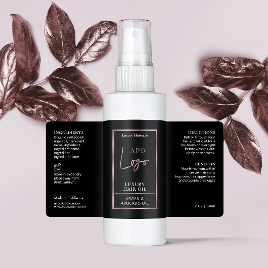 Zwart & Roos Gouden Logo 2 OZ Kosmetische Flesseno Etiket