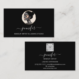 Zwart Roos Gouden Make-up Artiest Logo Lashes QR C Visitekaartje