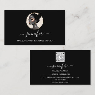 Zwart Roos Gouden Make-up Artiest Logo Lashes QR C Visitekaartje
