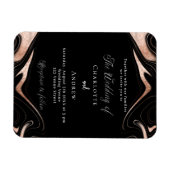 Zwart roos gouden marmer luxe bruiloft uitnodiging magneet (Horizontaal)