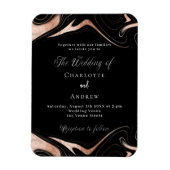 Zwart roos gouden marmer luxe bruiloft uitnodiging magneet (Verticaal)