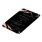 Zwart roos gouden marmer luxe bruiloft uitnodiging magneet (Linkerzijde)