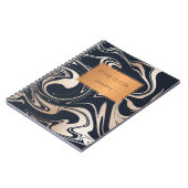 Zwart roos gouden marmer met koperen label school notitieboek (Linkerzijde)