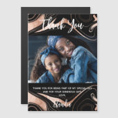 Zwart roos gouden marmeren foto dank u magneet (Voorkant / Achterkant)