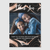 Zwart roos gouden marmeren foto dank u magneet (Voorkant)