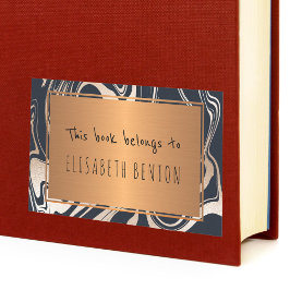 Zwart roos gouden marmeren glam gouden boekenplaat rechthoekige sticker