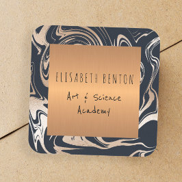 Zwart roos gouden marmeren glam koperen boeken lab vierkante sticker